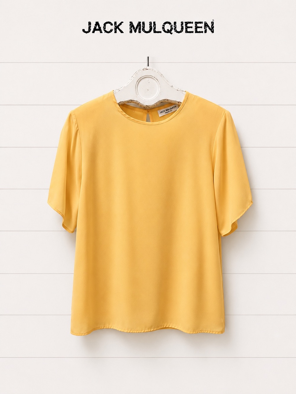 Jack Mulqueen Silksational Padded Shoulders Short Sleeve Blouse – Size M
